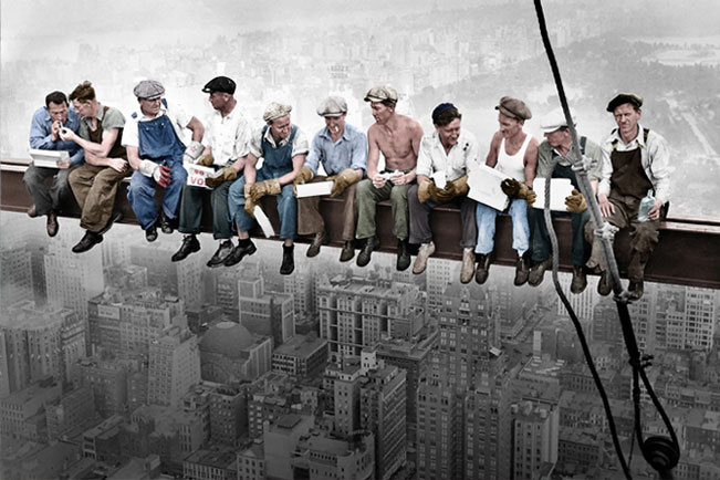 Papel pintado o fotomural trabajadores construcción empire state